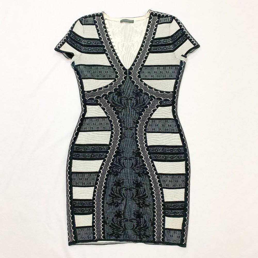 Alexander McQueen Black White Bodycon Dress